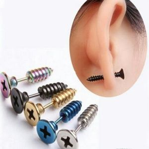 😍Stainless Steel 3D Unisex Screw 2 Sided Stud 5pc